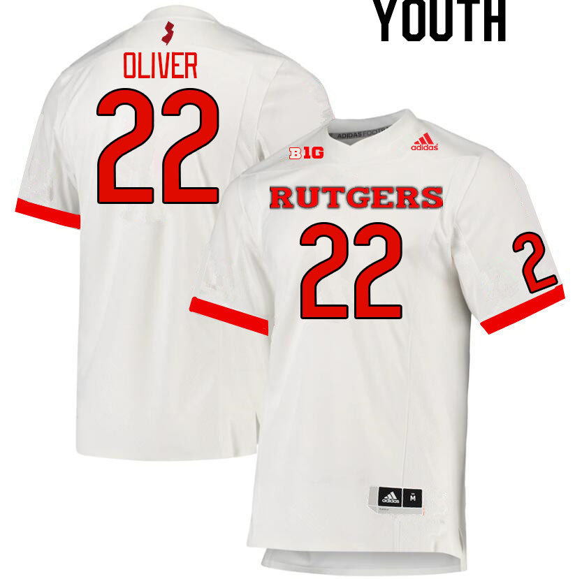 Youth #22 Raeden Oliver Rutgers Scarlet Knights College Football Jerseys Stitched Sale-White